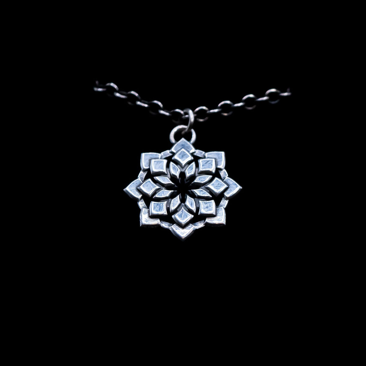 Lotus Pendant on Antiqued Chain - Faceless Jewelry - alternative and gothic dark jewelry - for the mysterious and fantastical - take it&
