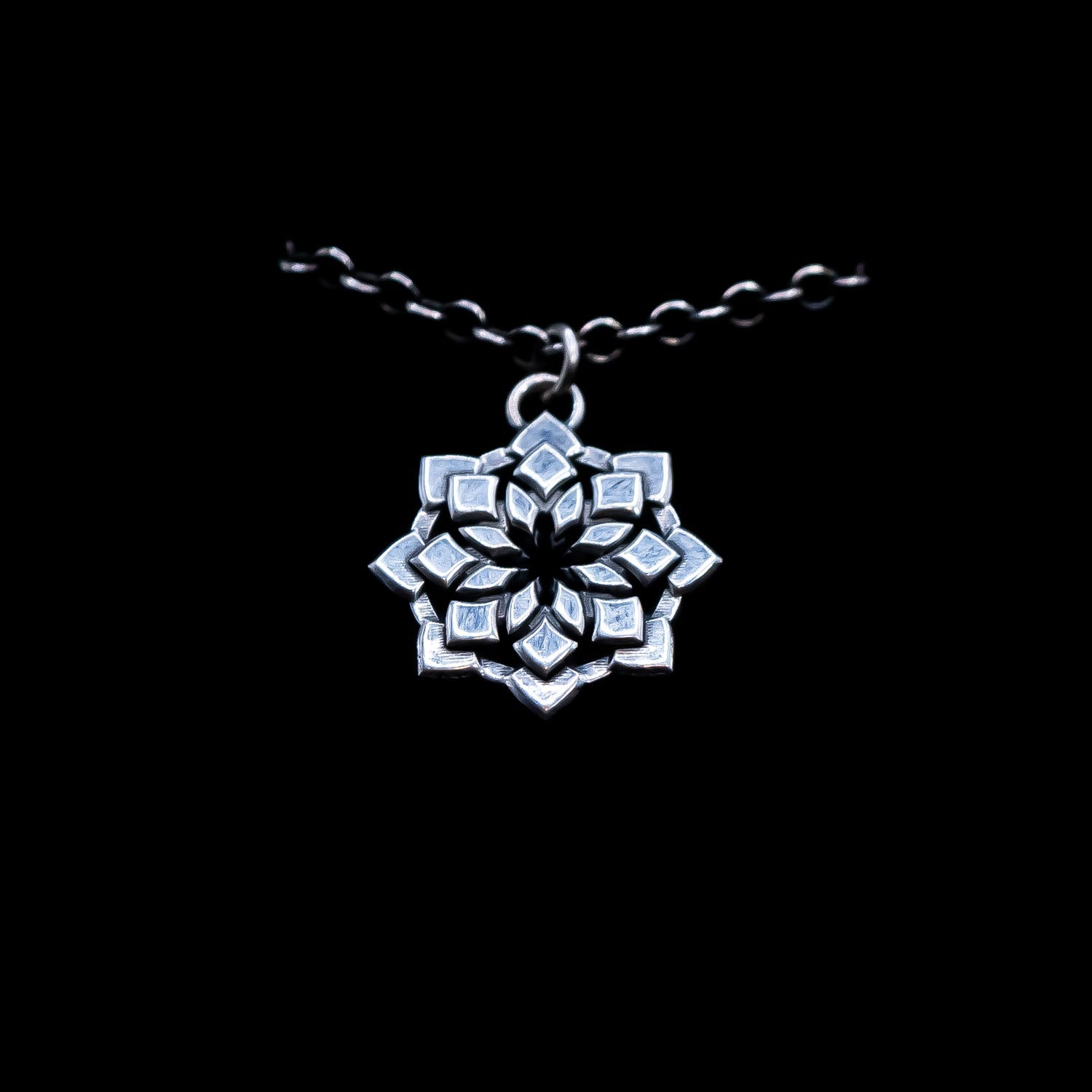 Lotus Pendant on Antiqued Chain - Faceless Jewelry - alternative and gothic dark jewelry - for the mysterious and fantastical - take it&