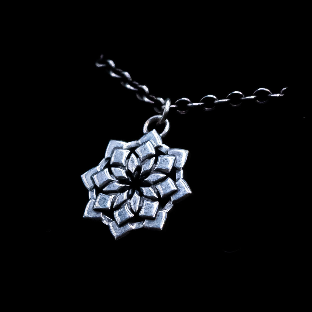 Lotus Pendant on Antiqued Chain - Faceless Jewelry - alternative and gothic dark jewelry - for the mysterious and fantastical - take it&