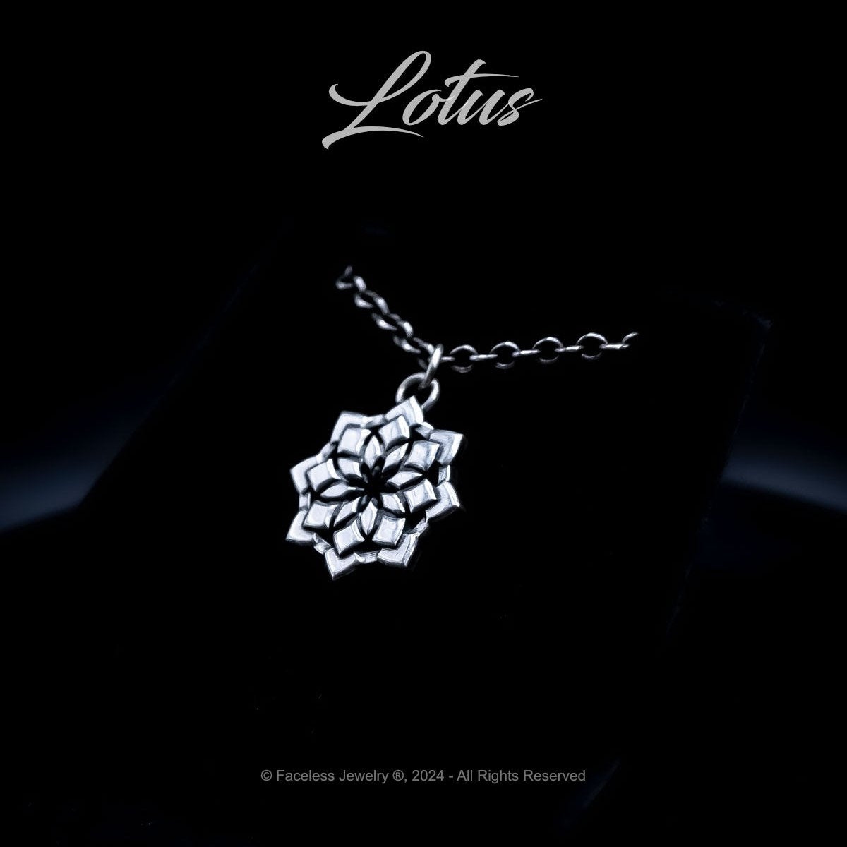 Lotus Pendant on Antiqued Chain - Faceless Jewelry - alternative and gothic dark jewelry - for the mysterious and fantastical - take it&