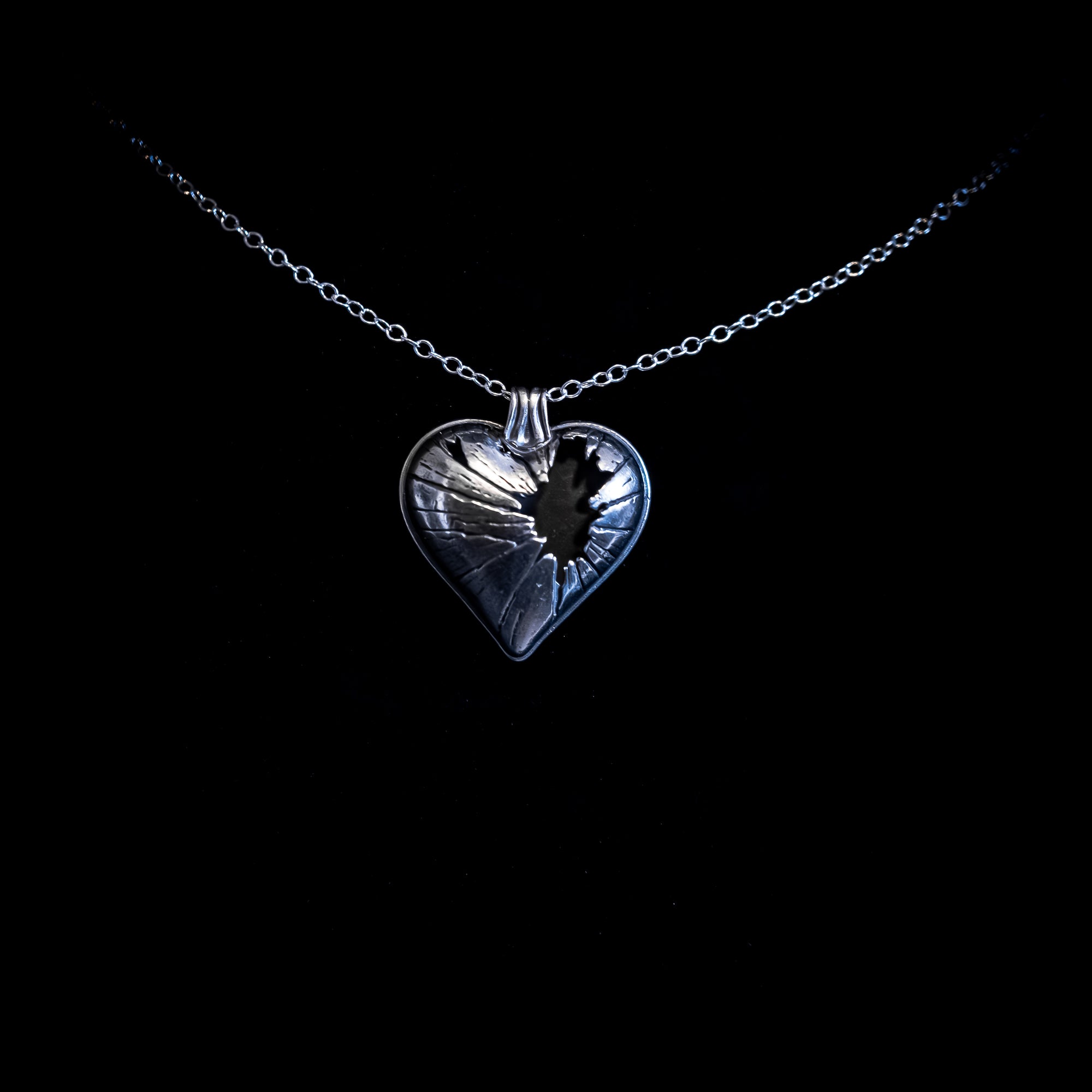Shatter - Broken Heart Necklace in Sterling Silver