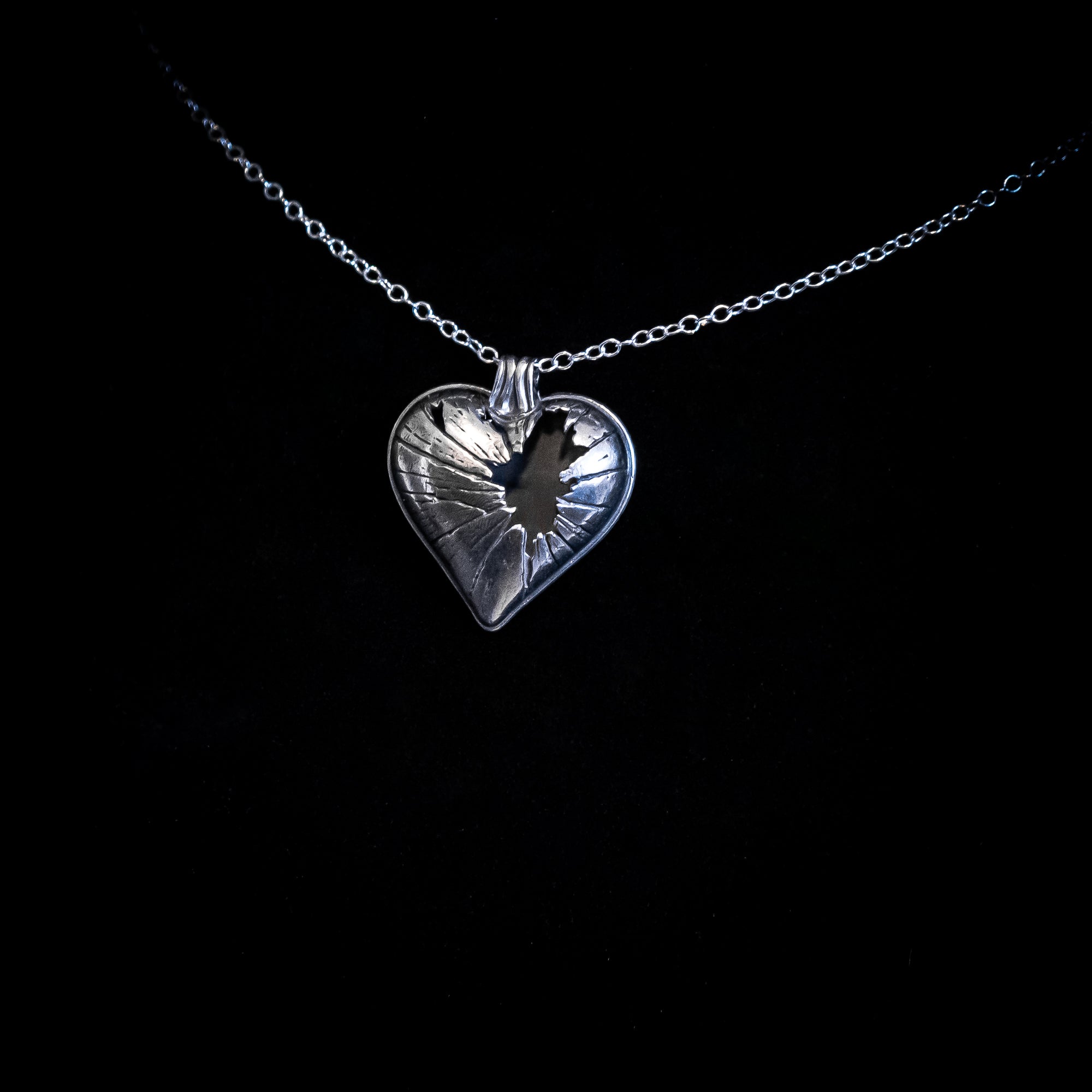 Shatter - Broken Heart Necklace in Sterling Silver
