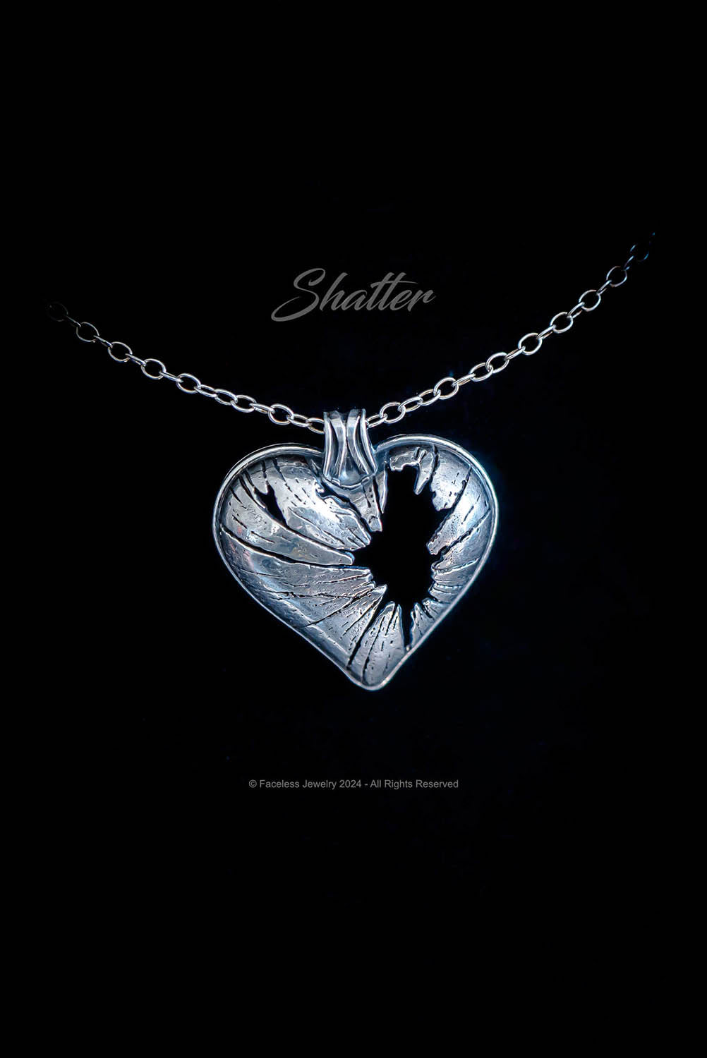 shatter broken heart pendant - faceless jewelry - sterling silver gothic jewelry314tall.jpg__PID:3e9cbc8c-c2b8-406c-ab88-f06d8e233e56