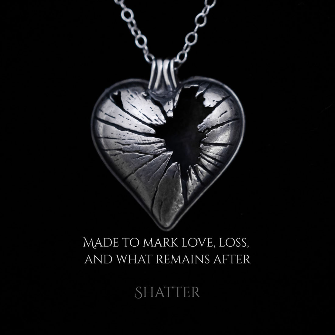 Shatter - Broken Heart Necklace in Sterling Silver