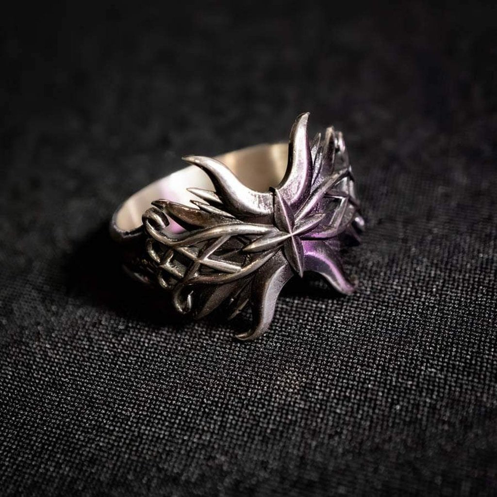 Celestial Bloom Ring Faceless Jewelry alternative ring, art jewelry, dark art jewelry, dark jewelry, goth ring, gothic ring, heavy metal ring, rings, sterling silver