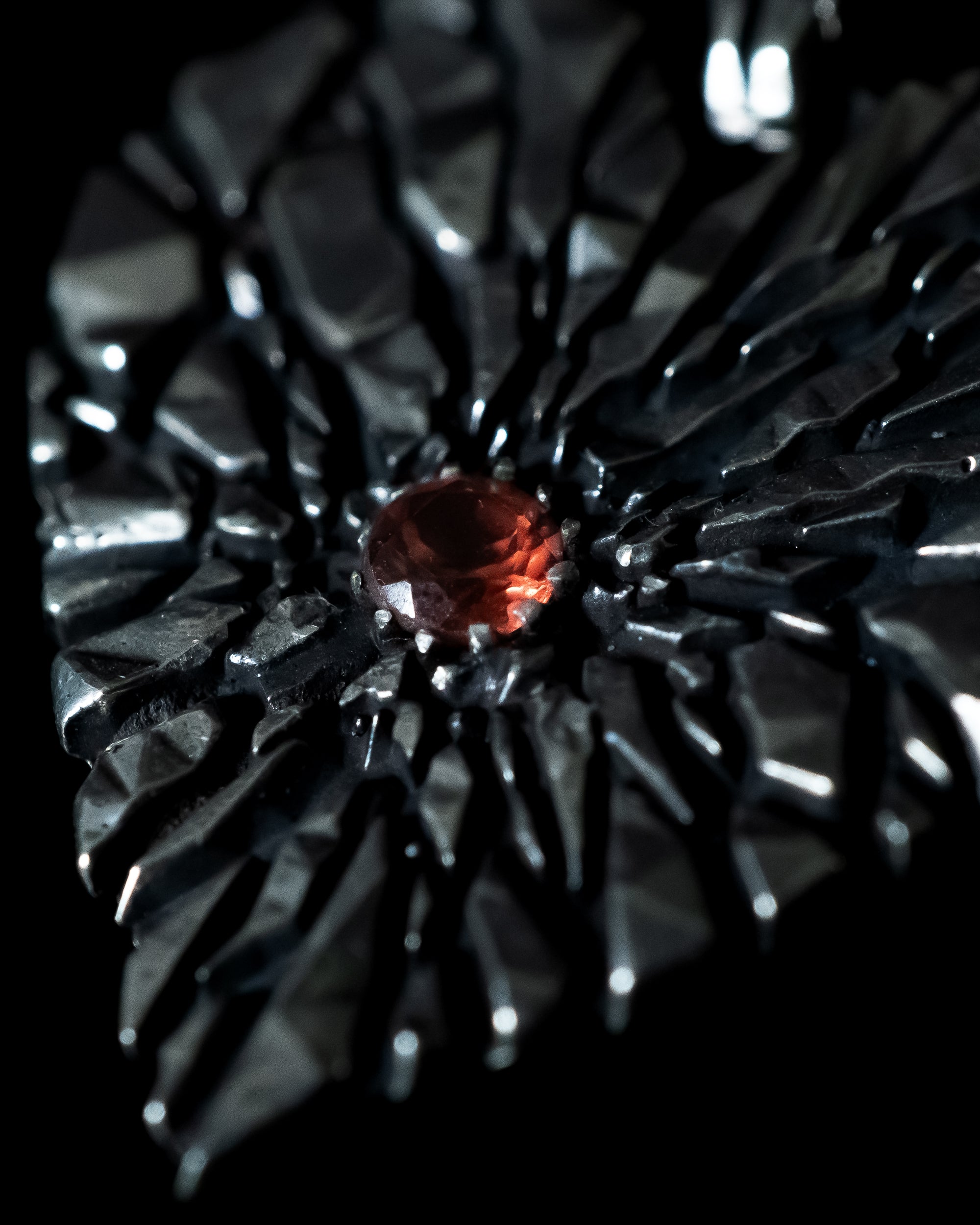 Fracture - Natural Spessartine Garnet Set in Sterling Silver