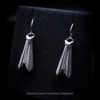 Ghost Kitties Earrings - Sterling Silver Earrings Faceless Jewelry earrings, Spooky
