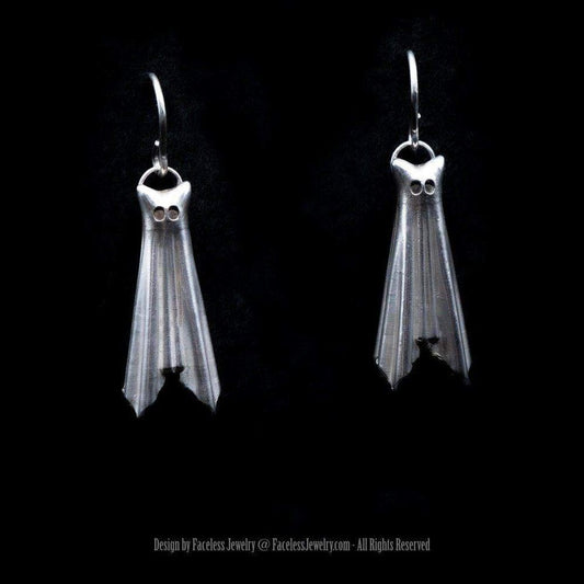 Ghost Kitties Earrings - Sterling Silver Earrings Faceless Jewelry earrings, Spooky