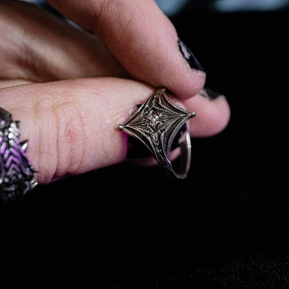 Glisten Faceless Jewelry alternative ring, art jewelry, biker ring, dark art jewelry, dark jewelry, geometric ring, goth ring, gothic ring, heavy metal ring, rings, sterling silver