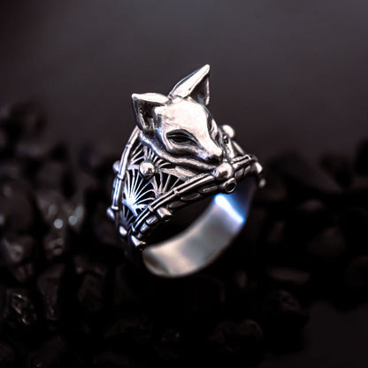 Kitsune Mask Ring - Faceless Jewelry - alternative and gothic dark jewelry - for the mysterious and fantastical - take it&