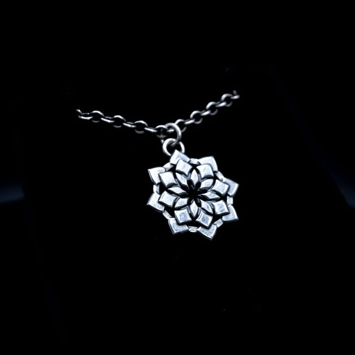 Lotus Pendant on Antiqued Chain - Faceless Jewelry - alternative and gothic dark jewelry - for the mysterious and fantastical - take it&