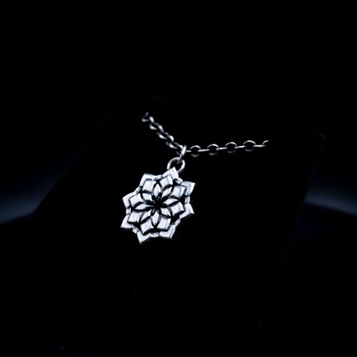 Lotus Pendant on Antiqued Chain - Faceless Jewelry - alternative and gothic dark jewelry - for the mysterious and fantastical - take it&