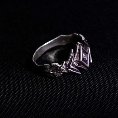 Prosperity Faceless Jewelry alternative ring, art jewelry, biker ring, dark art jewelry, dark jewelry, geometric ring, goth ring, gothic ring, heavy metal ring, ring, sterling silver