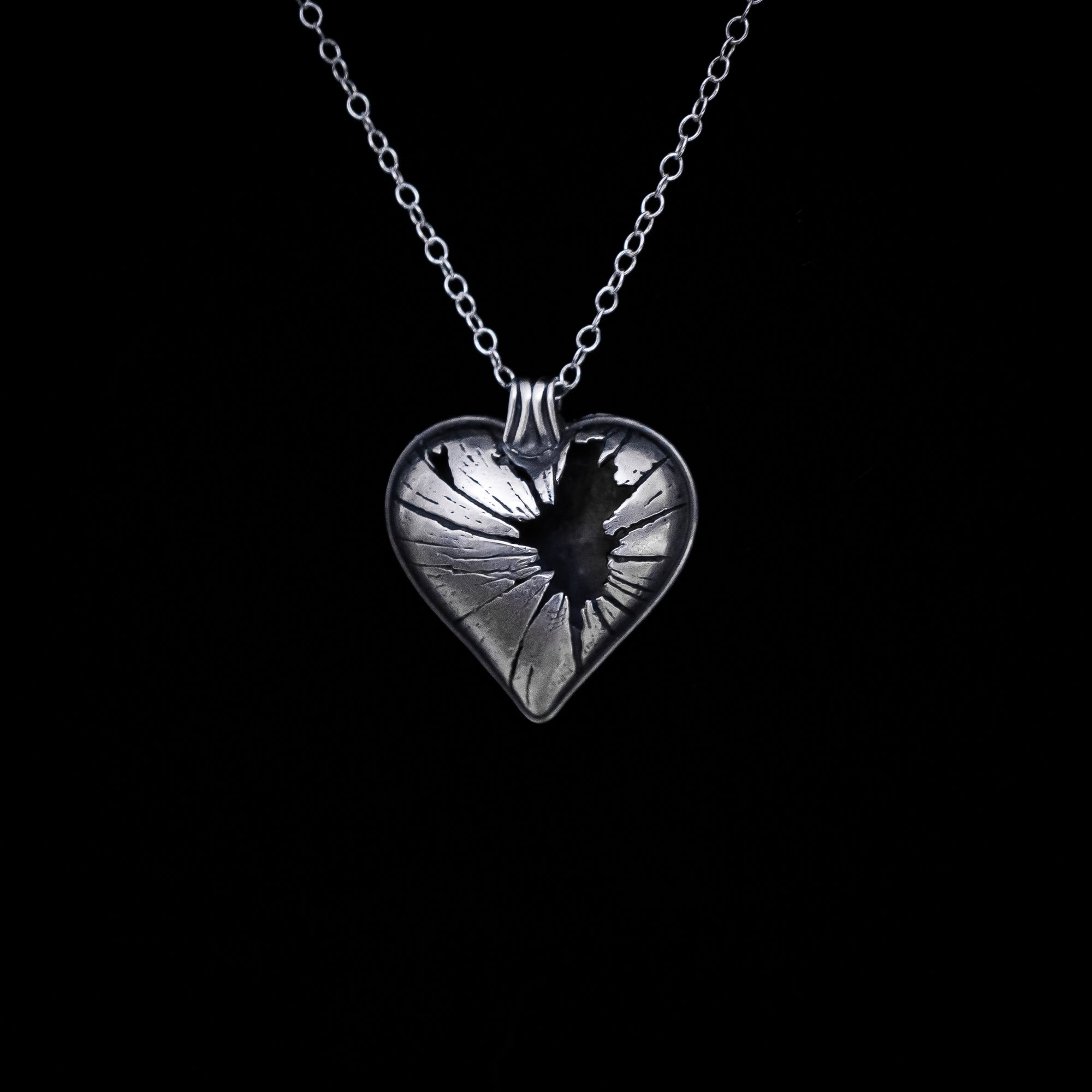 Shatter - Broken Heart Necklace in Sterling Silver