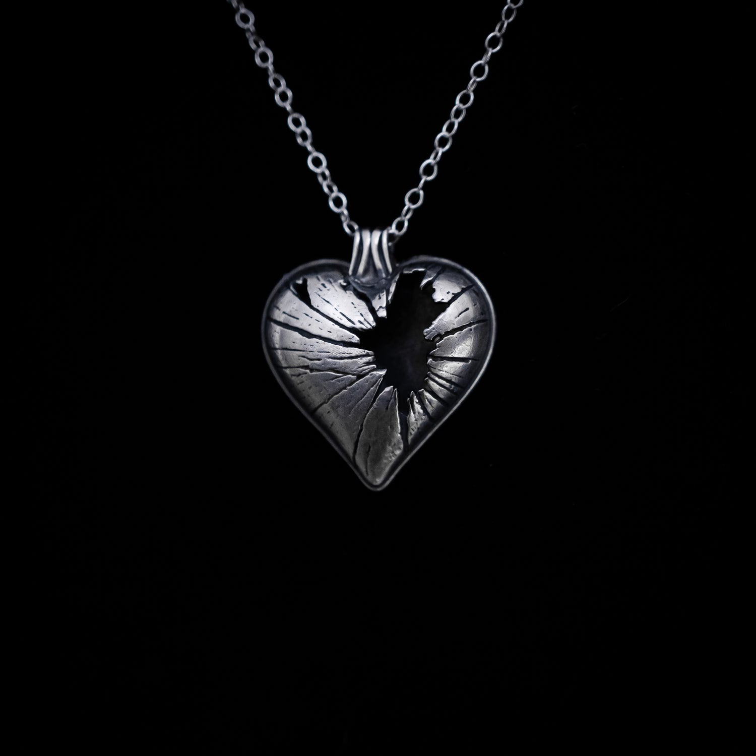 Shatter - Broken Heart Necklace in Sterling Silver