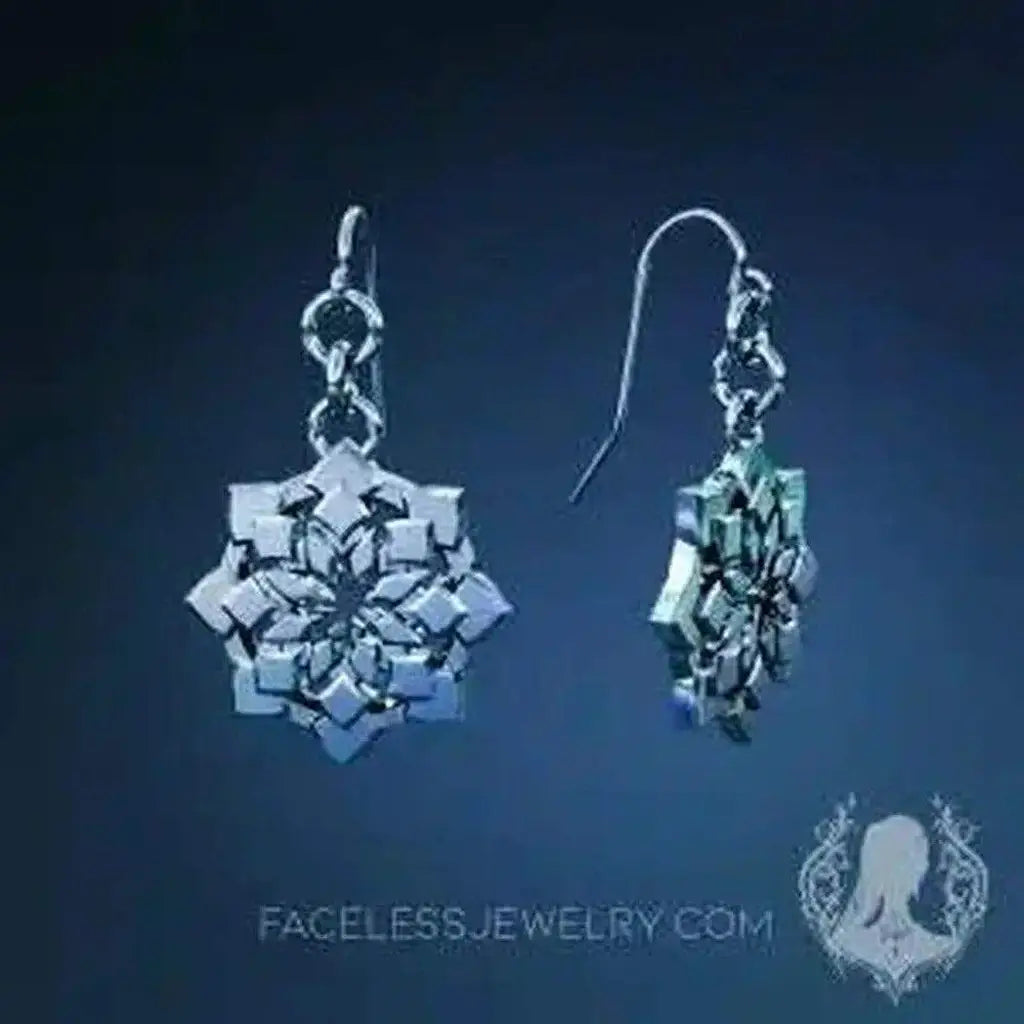 Twin Lotus Faceless Jewelry earrings, geometric earrings, Sacred Geometry, sterling silver