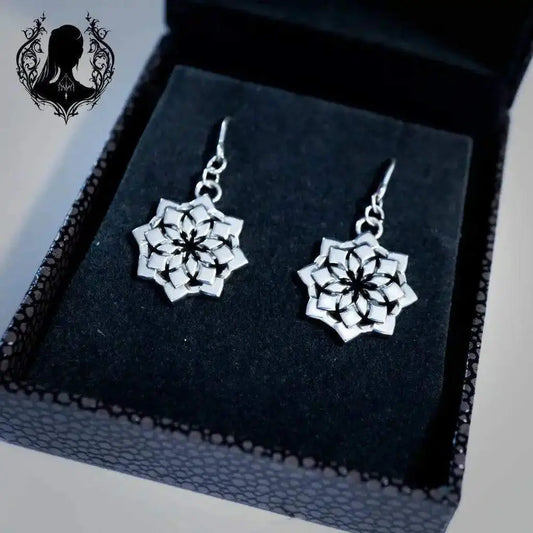 Twin Lotus Faceless Jewelry earrings, geometric earrings, Sacred Geometry, sterling silver